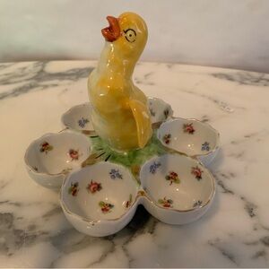 Antique Victoria Austria Porcelain Chick Egg Holder 6 Cup Egg Holder - Rare